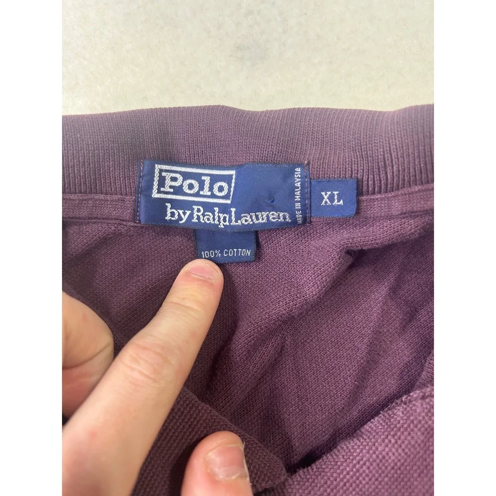 Polo Ralph Lauren Mens XL Long Sleeve Polo Shirt Purple‎ Cotton Pique Pony Logo